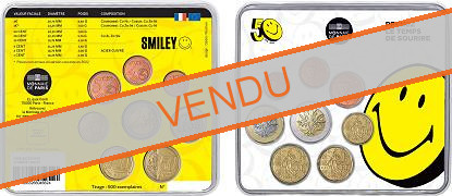 Coffret série monnaies euro France miniset 2022 BU - 50 ans de Smiley