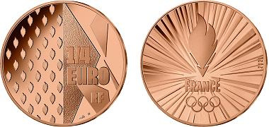 Paris JO 2024 1/4 euro Cuivre France 2021 UNC - Team France