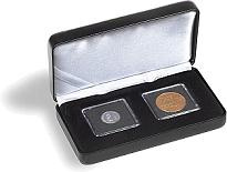 Ecrin numismatique NOBILE en métal pour 2 monnaies sous capsules Quadrum Mini