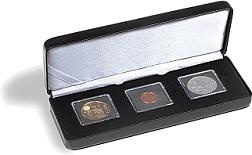 Ecrin numismatique NOBILE en métal pour 3 monnaies sous capsules Quadrum Mini