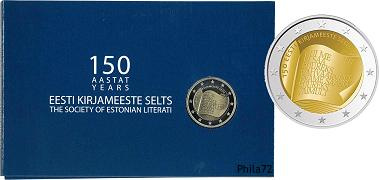 Commémorative 2 euros Estonie 2022 BU Coincard - Société Littéraire