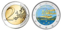 Commémorative 2 euros Portugal 2022 UNC en couleur type A - Traversée Atlantique Sud