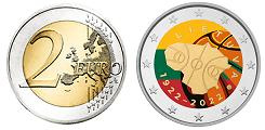 Commémorative 2 euros Lituanie 2022 UNC en couleur type D - 100 ans du Basket-Ball