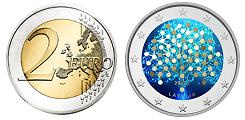 Commémorative 2 euros Lettonie 2022 UNC en couleur type A - Culture Financière