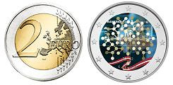 Commémorative 2 euros Lettonie 2022 UNC en couleur type D - Culture Financière