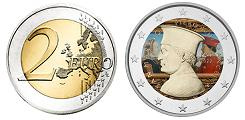 Commémorative 2 euros Saint-Marin 2022 UNC en couleur type C - Piero della Francesca