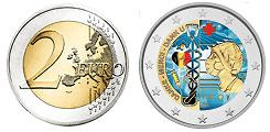 Commémorative 2 euros Belgique 2022 UNC en couleur type D - Merci au Personnel Hospitalier