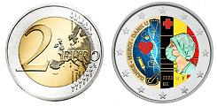 Commémorative 2 euros Belgique 2022 UNC en couleur type E - Merci au Personnel Hospitalier