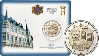 Commémorative 2 euros Luxembourg 2022 BU Coincard avec poinçon - 50 Ans du Drapeau Tricolore