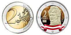 2 euros Autriche 2022 UNC en couleur type A - Prix Nobel de la Paix (en prévente)