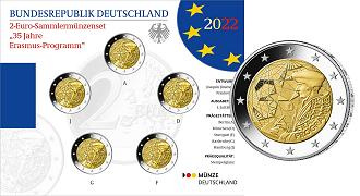 Commémorative 2 euros Allemagne 2022 BU Coincard - 35 Ans du Programme Erasmus - 5 ateliers (en prévente)