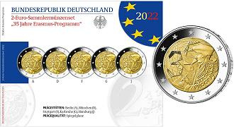 Commémorative 2 euros Allemagne 2022 BE - 35 Ans du Programme Erasmus - 5 ateliers (en prévente)