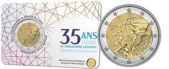 Commémorative 2 euros Belgique 2022 BU Coincard Française - 35 Ans du Programme Erasmus