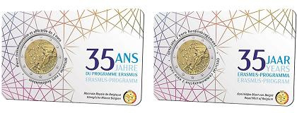 Duo Commémorative 2 euros Belgique 2022 BU Coincard Française et Flamande - 35 Ans du Programme Erasmus