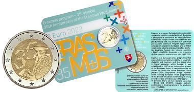 Commémorative 2 euros Slovaquie 2022 BU Coincard - 35 Ans du Programme Erasmus