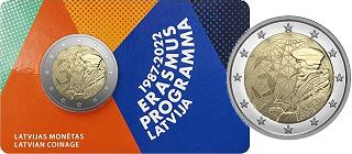 Commémorative 2 euros Lettonie 2022 BU Coincard - 35 Ans du Programme Erasmus