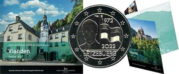 Coffret série monnaies euro Luxembourg 2022 BU - Ville Vianden (Version Drapeau)