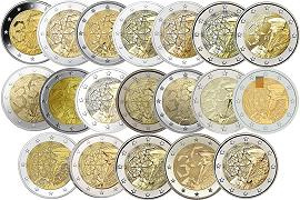 Lot des 19 pièces 2 euros commémoratives communes 2022 UNC - Programme Erasmus (en prévente)