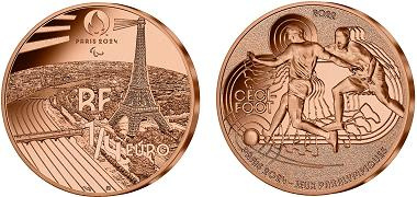Paris JO 2024 1/4 euro Cuivre France 2022 UNC - Sport Cecifoot
