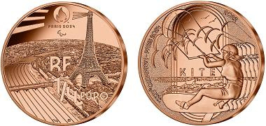 Paris JO 2024 1/4 euro Cuivre France 2022 UNC - Sport Kite