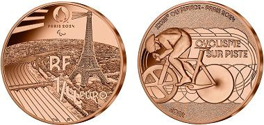 Paris JO 2024 1/4 euro Cuivre France 2022 UNC - Sport Cyclisme
