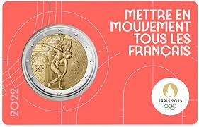 Commémorative 2 euros France 2022 BU Le Génie JO Paris 2024 - Blister ROUGE (en prévente)