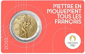 Commémorative 2 euros France 2022 BU Le Génie JO Paris 2024 - Blister ROUGE