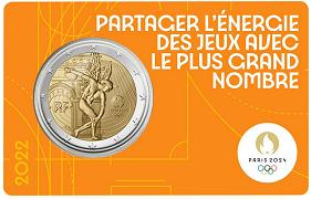 Commémorative 2 euros France 2022 BU Le Génie JO Paris 2024 - Blister JAUNE (en prévente)