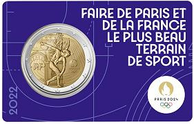 Commémorative 2 euros France 2022 BU Le Génie JO Paris 2024 - Blister VIOLET (en prévente)