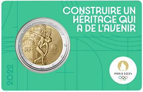 Commémorative 2 euros France 2022 BU Le Génie JO Paris 2024 - Blister VERT (en prévente)