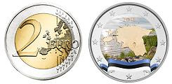 2 euros Estonie 2018 UNC en couleur type A - Carte géographique