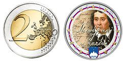 2 euros Slovénie 2009 UNC en couleur type B - Poète Slovène