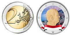 2 euros Monaco 2022 UNC en couleur type B - Prince Albert II