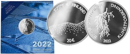 Commémorative 20 euros Argent Finlande 2022 BE - Recherche sur le climat