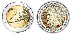 2 euros Italie 2019 UNC en couleur type B - Dante Alighieri