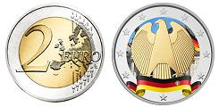 2 euros Allemagne 2019 UNC en couleur type A - Aigle (en prévente)
