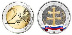 2 euros Slovaquie 2009 UNC en couleur type A - Double Croix des Armoiries (en prévente)