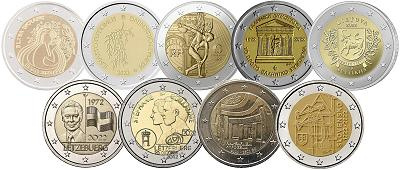 Lot des 9 pièces 2 euros commémoratives 2ème semestre 2022 UNC