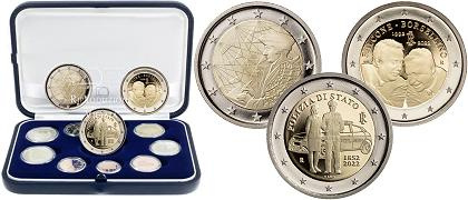 Coffret série monnaies euro Italie 2022 BE - 11 pièces série + 2 euros Police, Juges et Erasmus