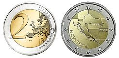 Pièce officielle de 2 euro Croatie 2023 UNC - Carte de la république Croate