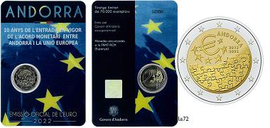 Commémorative 2 euros Andorre 2022 BU - Accord Monétaire entre l'UE & Andorre
