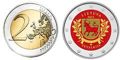 Commémorative 2 euros Lituanie 2022 UNC en couleur type C - région historique de Suvalkija