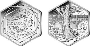 Commémorative 10 euros Argent Hexagonale La Semeuse JO Paris France 2023 - Monnaie de Paris