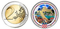 2 euros Croatie 2023 UNC en couleur type A - Carte de la république Croate
