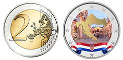 2 euros Croatie 2023 UNC en couleur type B - Carte de la république Croate