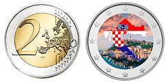 2 euros Croatie 2023 UNC en couleur type D - Carte de la république Croate
