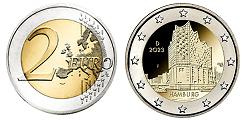 Commémorative 2 euros Allemagne 2023 UNC - Hambourg