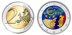 Commémorative 2 euros Andorre 2022 UNC en couleur type B - Accord Monétaire