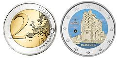 Commémorative 2 euros Allemagne 2023 UNC en couleur type B - Hambourg