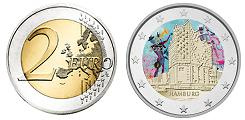 Commémorative 2 euros Allemagne 2023 UNC en couleur type F - Hambourg